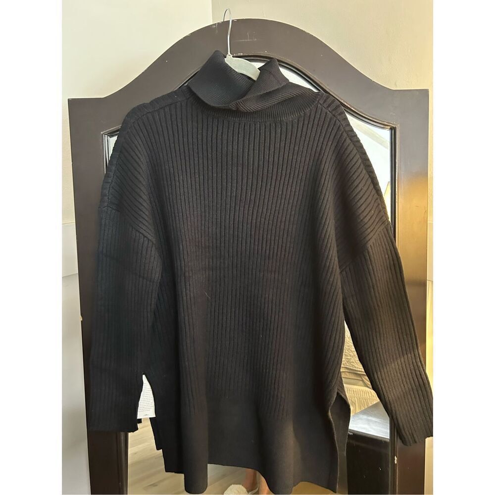 NEW Crewneck Batwing Sweater Oversized Ribbed Knit Pullover L